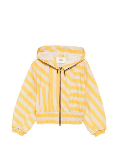 Fendi Striped Blouson Jacket In Yellow