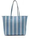 Fendi Striped Blue Tote Bag With Sturdy Handles In Blue