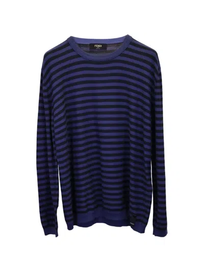 Pre-owned Fendi Striped Cashmere Sweater In Blue