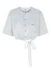 Fendi Women's Striped Cotton And Silk Shirt In Blue