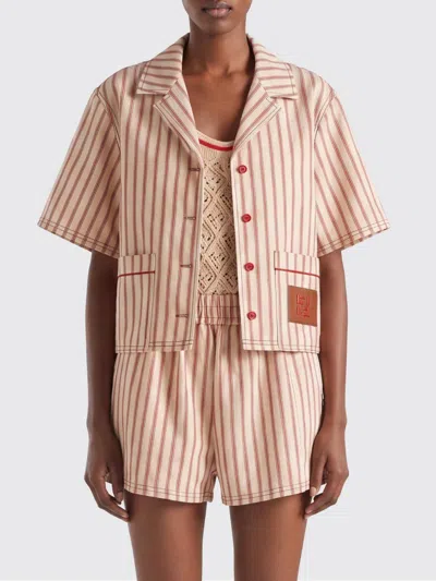 Fendi Striped Cotton Casual Shirt In Multi