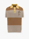 Fendi Logo Club Crest Ribbed Knit Polo T-shirt In Neutral