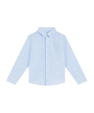 Fendi Kids' Striped Cotton Shirt In Blue