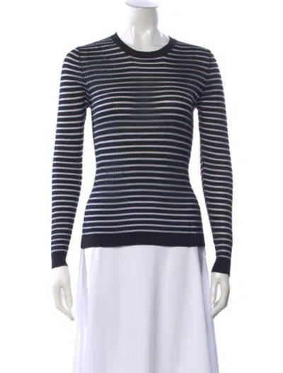Pre-owned Fendi Striped Crew Neck Sweater In Black
