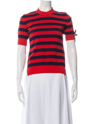 Pre-owned Fendi Striped Crew Neck Sweater In Red