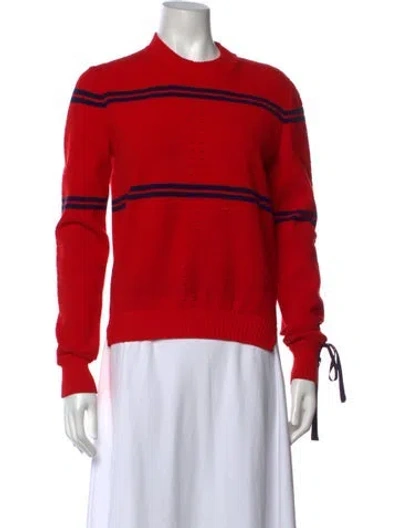 Pre-owned Fendi Striped Crew Neck Sweater In Red