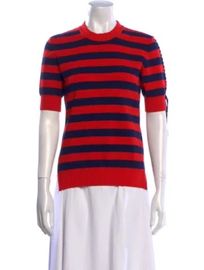 Pre-owned Fendi Striped Crew Neck Sweater W/ Tags In Red