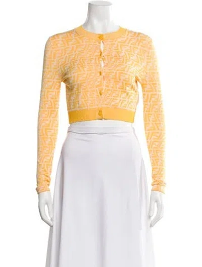 Pre-owned Fendi Striped Crew Neck Sweater In Yellow