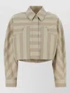 Fendi Striped Cropped Drill Jacket Front Pockets In Neutral