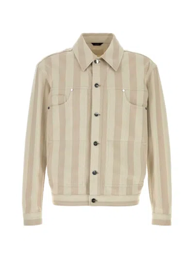 Fendi Striped Denim Jacket In Multi