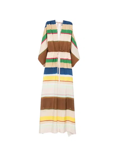 FENDI STRIPED DRAPED JUMPSUIT