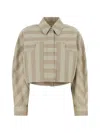 Fendi Striped Cropped Drill Jacket Front Pockets In Multi