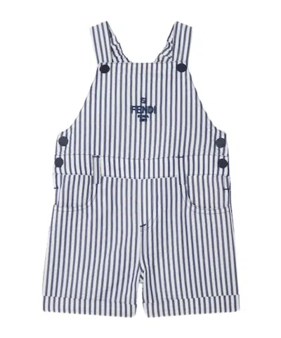 Fendi Striped Dungarees In Blue