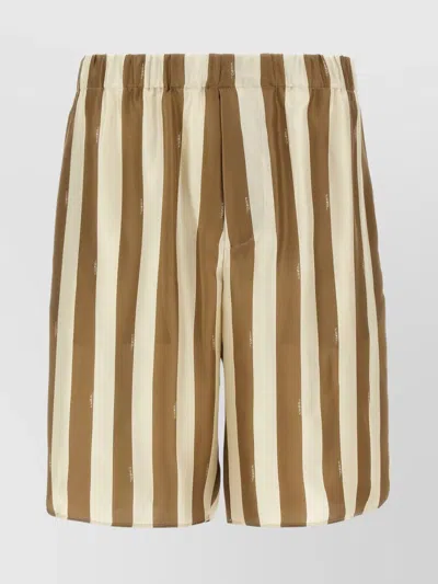 Fendi Striped Elastic Waistband Shorts With Side Pockets In Stripped
