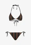 Fendi Striped Halterneck Bikini In Brown