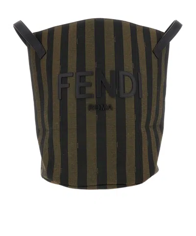Fendi Striped Handbag In Brown