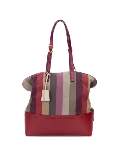 Pre-owned Fendi Striped Handbag In Red