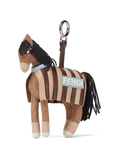 Fendi Kids' Striped Horse Charm In Neutral