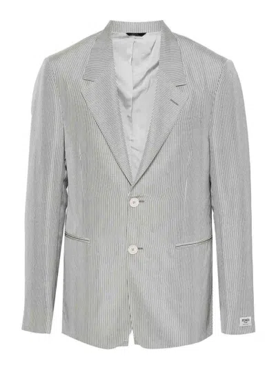 Fendi Striped Jacket In Black