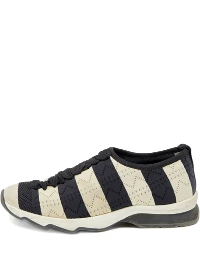 Pre-owned Fendi Striped Knit Sneakers