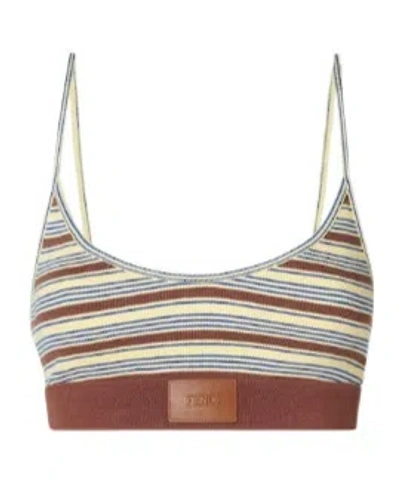 Fendi Striped Ribbed Top In Multi