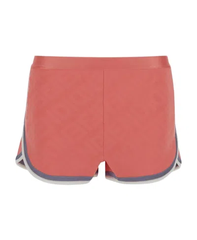 Fendi Striped Knitted Shorts In Red