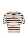 Fendi Striped Logo-patch T-shirt In Multi