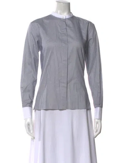 Pre-owned Fendi Striped Long Sleeve Blouse In Blue