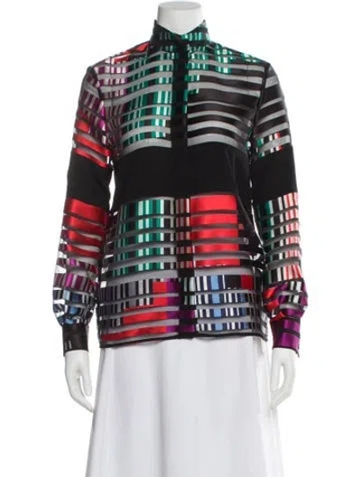 Pre-owned Fendi Striped Long Sleeve Blouse In Multi