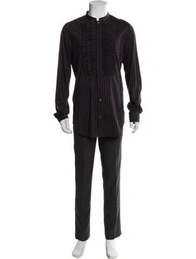 Pre-owned Fendi Striped Long Sleeve Dress Shirt In Blue