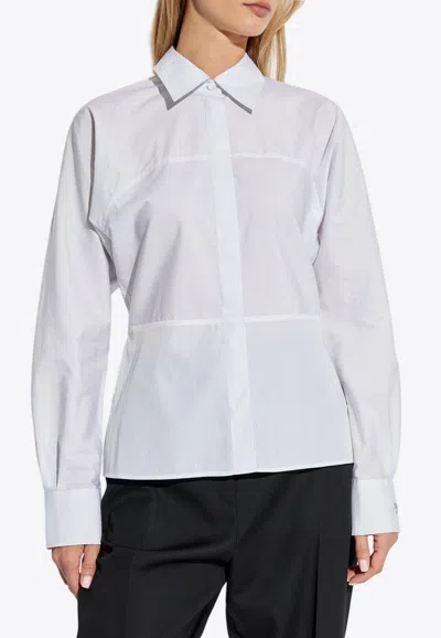 Fendi Striped Long-sleeved Shirt With Embroidered-logo
