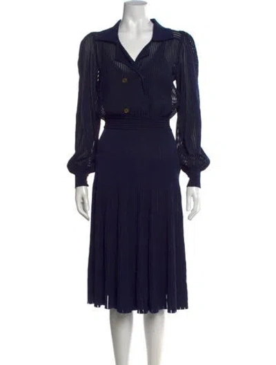 Pre-owned Fendi Striped Midi Length Dress In Blue