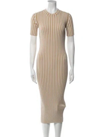 Pre-owned Fendi Striped Midi Length Dress In Neutral