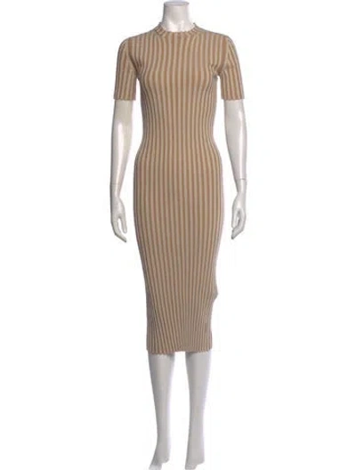 Pre-owned Fendi Striped Midi Length Dress In Neutrals
