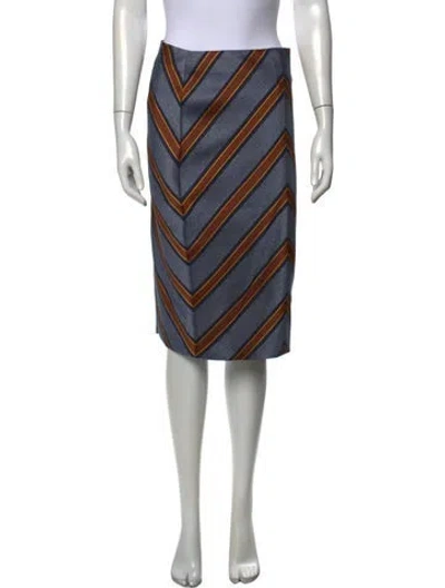 Pre-owned Fendi Striped Midi Length Skirt In Blue