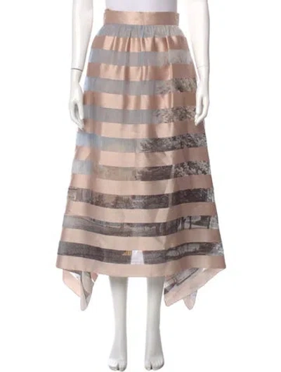 Pre-owned Fendi Striped Midi Length Skirt In Pink