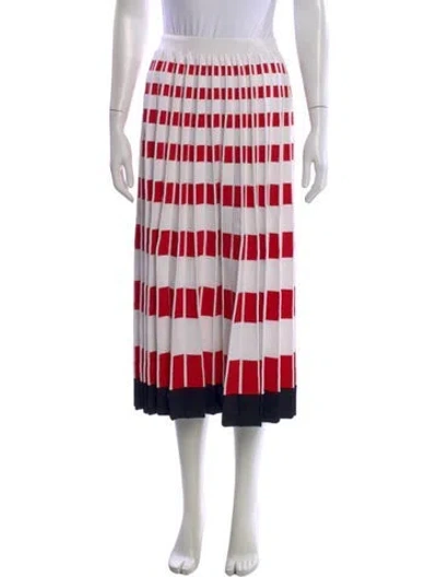 Pre-owned Fendi Striped Midi Length Skirt In White