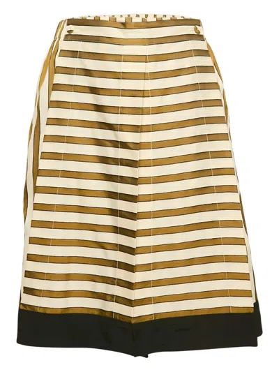 Pre-owned Fendi Striped Midi Skirt In Green