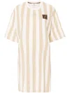 Fendi Striped Mini Dress In Neutrals