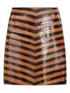 Fendi Two-tone Chevron Hagfish Leather Skirt In Brown