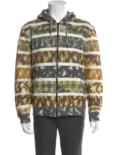 Pre-owned Fendi Striped Mock Neck Hoodie In Multi
