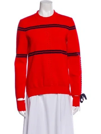 Pre-owned Fendi Striped Mock Neck Sweater In Red