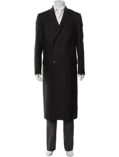 Pre-owned Fendi Striped Overcoat In Black