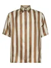 Fendi Striped Short Sleeved Shirt In Brown