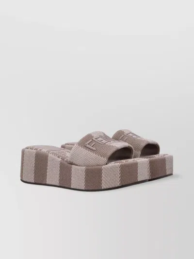 FENDI STRIPED PLATFORM SUNSHINE MULES