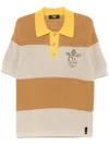 Fendi Logo Club Crest Ribbed Knit Polo T-shirt In Brown