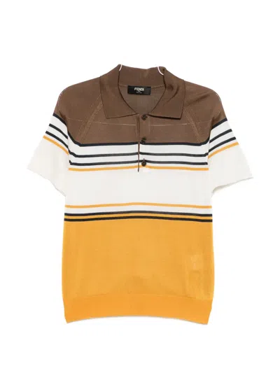 Fendi Striped Polo T-shirt In Multi