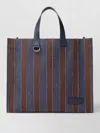 Fendi Striped Rectangular Tote Bag Dual Handles