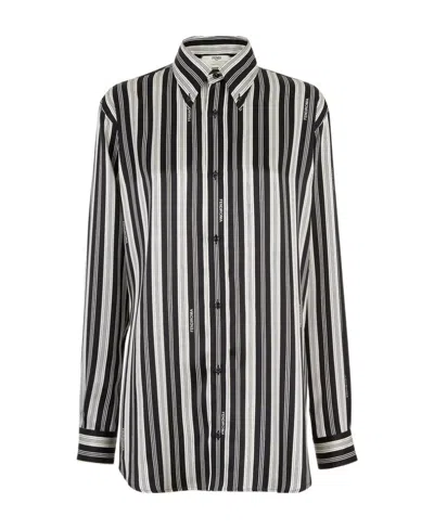 FENDI FENDI STRIPED COLLARED LONG-SLEEVE SHIRT