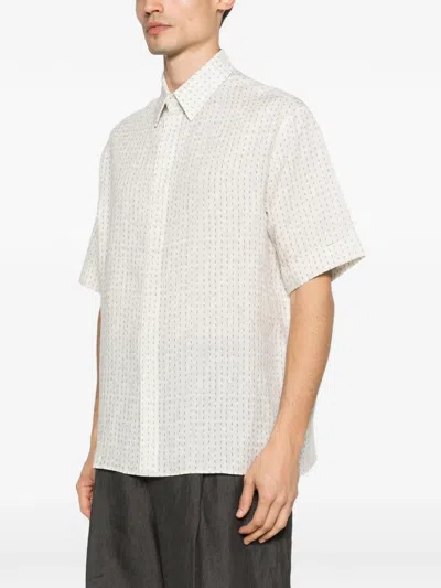Fendi Ff-print Linen Shirt In Neutral